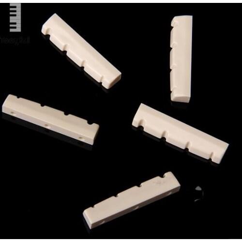 Tooyful Hot 5Pcs Plastic 42mm 4 String Electric Bass Slotted Guitar Bone Nuts Flat Bottom Bridge Nut Replacement Parts for Strat
