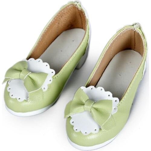 [wamami] 123# Green 1/4 MSD AOD DOD BJD Dollfie Mid Heeled Bowite Synthetic Leather Shoes