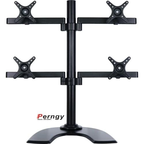 360 rotate big base 10"-27" 8kg aluminum 100x100 four lcd monitor mount arm desktop stand adjustable screen bracket