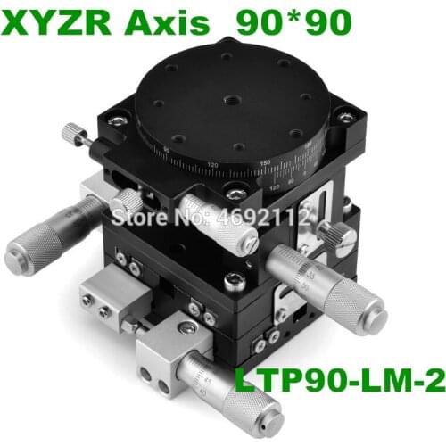 XYZR 90mm 4 Axis Manual Trimming Platform Double V-rail Heavy load Linear Stages Vertical lift Rotary Tuning sliding table LTP90