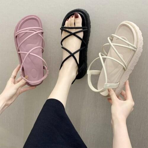 New Summer Jelly Shoes Woman Sandals Candy Color Flat Sandalias 2021 Gladiator Beach Sandals Ladies Slippers Sandal