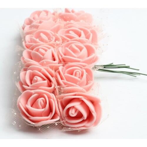 144 Pieces Artificial Miniature Foam Rose Flower Wedding Bridal Bridesmaid Bouquet Engagement Anniversary DIY Craft Decoration