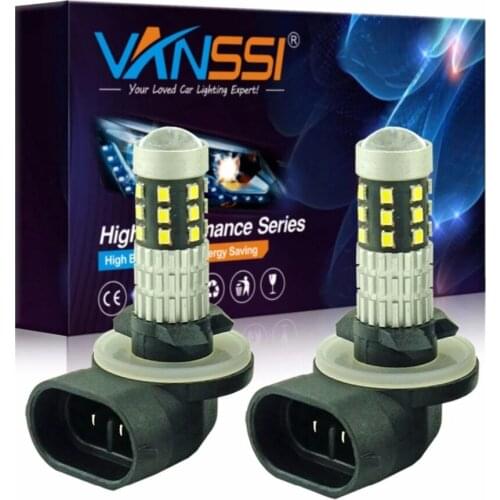 2x 881 H27 LED Fog Light Bulbs 1200 Lumens Extremely Bright 1020 Chips 25 LEDs, 6000K White,VANSSI,DC12-24V,1 Year Warranty