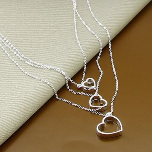 925 Sterling Silver Chain Heart Pendant Necklace For Women Charm Wedding Engagement Party Fashion Jewelry Gift