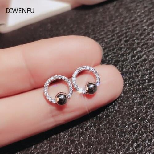 Diamond S925 Sterling Silver Stud Earrings for Women 2020 Cute/Romantic Gift Round Jewelry Wedding Silver Earrings for Women