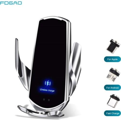 15W Qi Car Wireless Charger for iPhone 12 11 XS XR X 8 Samsung S10 S20 S21 Magnetic Infrared Sensor Automatic Phone Holder Mount