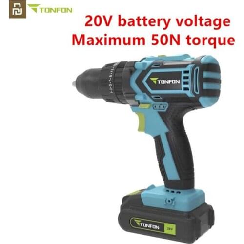 Youpin Tonfon Wireless Electric Cordless Drill Impact Power Driver 20V 2000mAh / 12V 1500MAH 2-Speed EU Adapter For Home Work