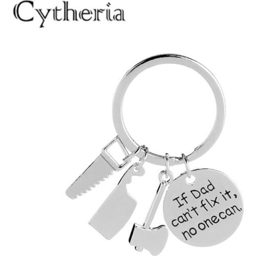 Ax Keychains saws Keyring kitchenknife Key Holder if dad can't fix it no one can car Key ring Finder fathers day gift for daddy