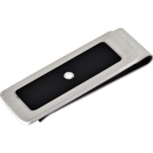 Black paint drill crystal stainless steel money clip