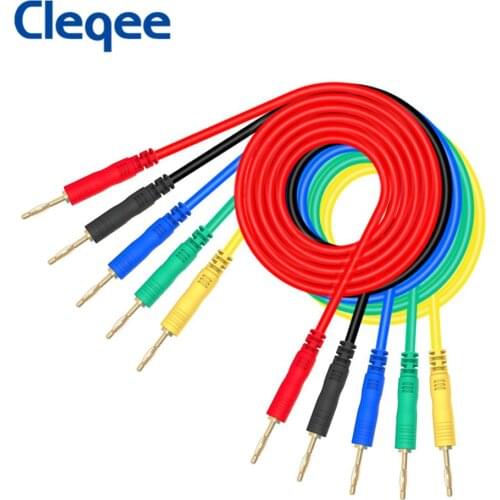 Cleqee 2mm Dual Gold Plated Copper Banana Plug PVC Test Lead 5color 500V/5A electrical accessories for Multimeter