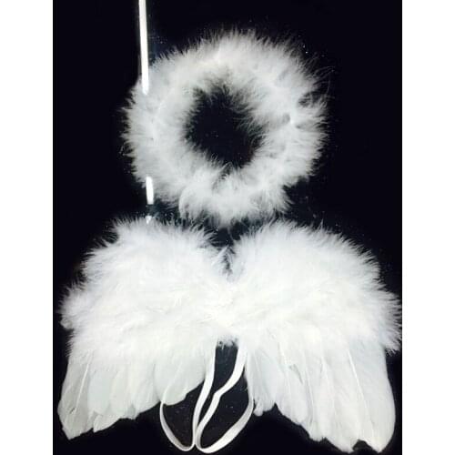 Baby Angel Wing with Headband Photo Shooting Accessories Newborn Photography Props Outfits Set Fotografia Costume 24BE