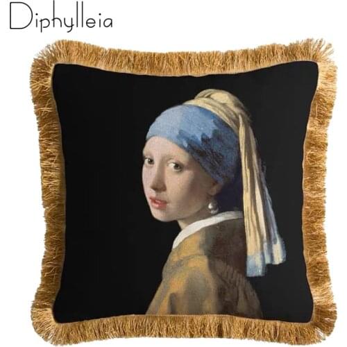 Diphylleia 2021 collection Retro art Home Decorative Bedding sofa couch cushion cover black gold tassel pillowcase free shipping