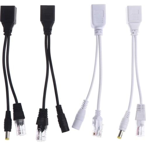 1Pc POE Injector Adapter Cable RJ45 Splitter Kit Synthesizer Separator Combiner DC Jack/Plug Non PoE To PoE Enabled