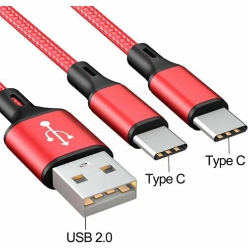USB 2.0 Type A Male To Dual Type C USB C Male Splitter Cable Xiaomi Vivo Charging For Samsung Oppo Huawei Meizu Oneplus Cor A7S6