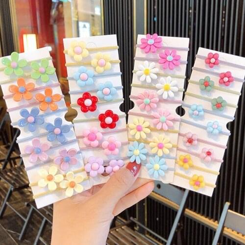 Candy Color Floret Childrens Hair Rope Elastic Hair Bands Baby Flowers Headrope Set Girls Hair Accessories Headwear Wholesale