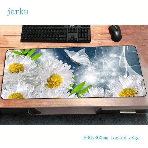 Beautiful Flower Big promotion Cool New Butterfly Keyboard Gaming Mouse Pads locrkand Size for 800x300x2mm Rubber Mousemats