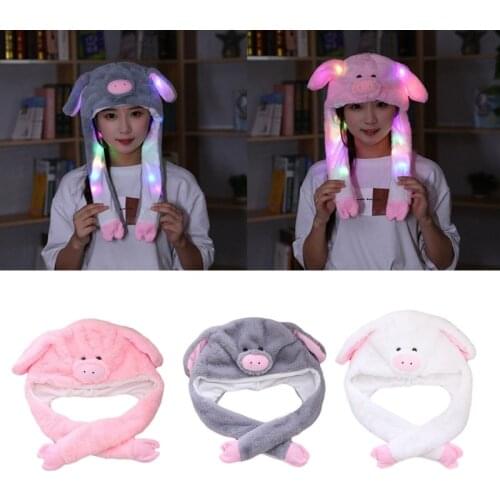 Lovely Cartoon Pig Animal Plush Hat Winter Warm Headgear Cap 3D Ears Funny Stuffed Headwear Cosplay Costume Party Photo