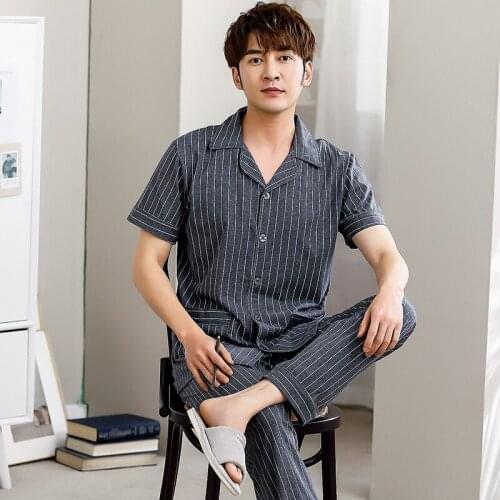 Mens pajamas men sleepwear Cotton Pajama Winter pijama hombre PJS Sleepwear Striped Sleepwear Sleep&Lounge Pyjamas Plus Size