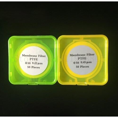 One box Lab PTFE Material OD 13mm/25mm/47mm/50mm/60mm Millipore hydrophilic Membrane filter with pore size 0.22um/0.45um