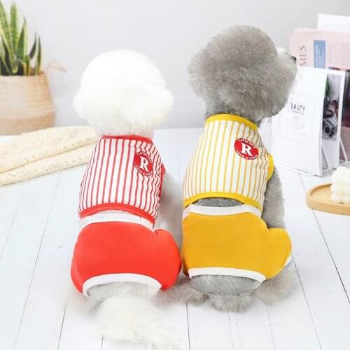 Wholesale New Spring Summer S Dog Clothes For Small Dogs Boy Girls Teddy Red Print Stripe Vest Costume Puppy Outfit Pet Clothing