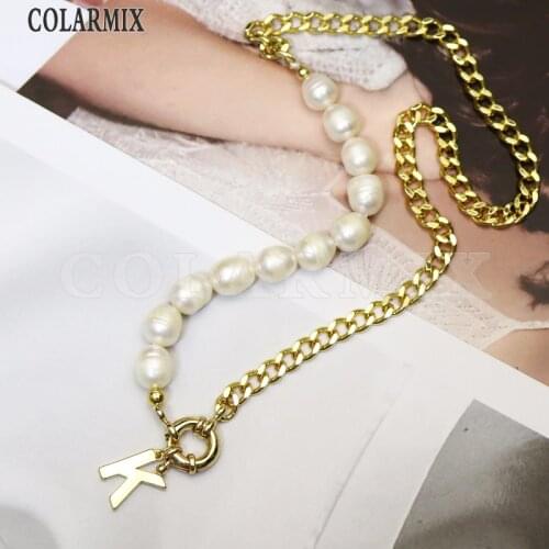 5 starnds necklace pearl with link chain necklace letters necklace for women fashion jewelry accessories 9701