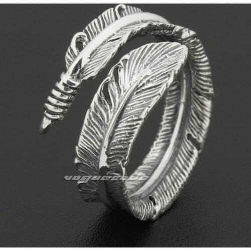 925 Sterling Silver Size Adjustable Leather Mens Biker Rocker Ring 8S012 Free Size 7 to 10.5