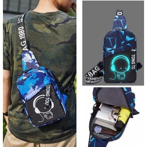 Luminous Fashion Men Chest Bag Shoulder Bag Casual Women Wallet Waist Bag Nylon Sport Outdoor Messenger Bag Crossbody