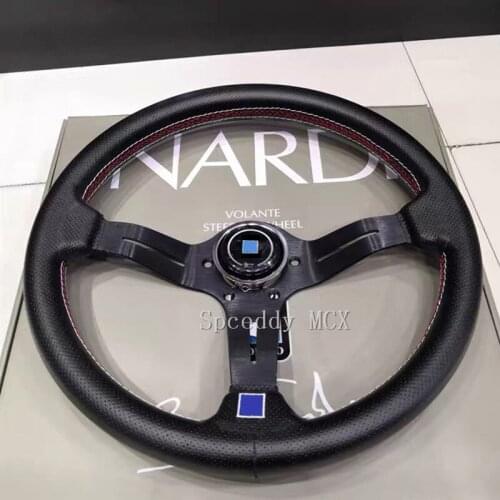 Universal ND Steering Wheel 14Inch 350mm Black Silver Titanium Sport Leather Steering Wheel For Car Racing Games 6 bolts