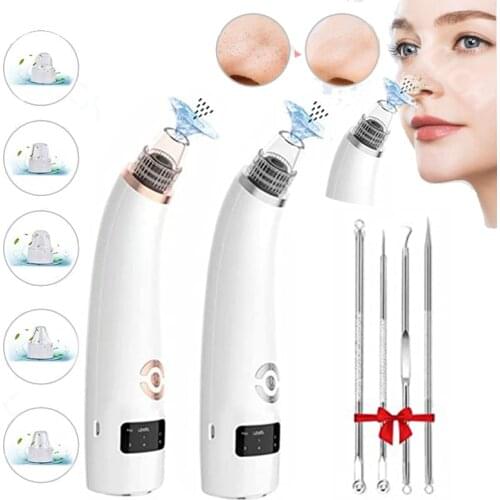 Pore Blackhead Remover Vacuum Electric Face Nose Black Head Cleaner Blemish Blackhead Removal Strip Tool Kit with 5 Probes