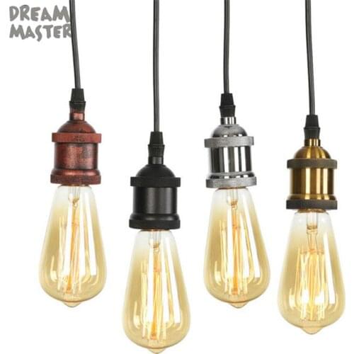 Loft Hanging Lamp Socket Vintage Edison pendant Lights Retro black Chrome bronze Edison Lamp Holder Industrial Pendants Lamp