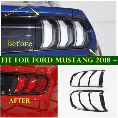 Rear Taillight Tail Trunk Lights Lamps Decoration Frame Cover Trim ABS Carbon Fiber Look Fit For Ford Mustang 2018 2019 2020