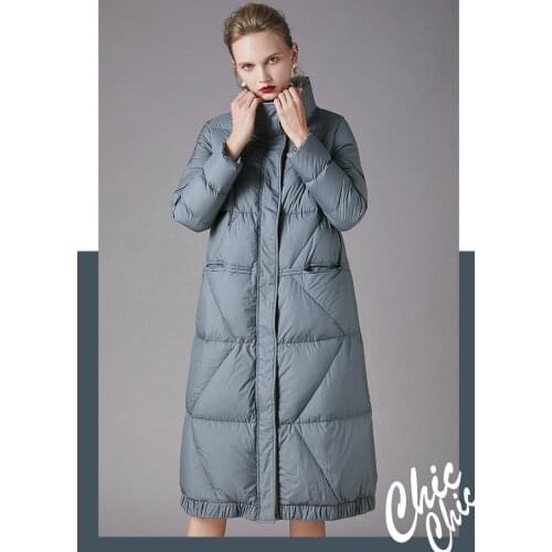 Womens 2019 New Down Jacket Womens Long Section 90 White Duck Down Thick Collar collar ladies down jacket blue