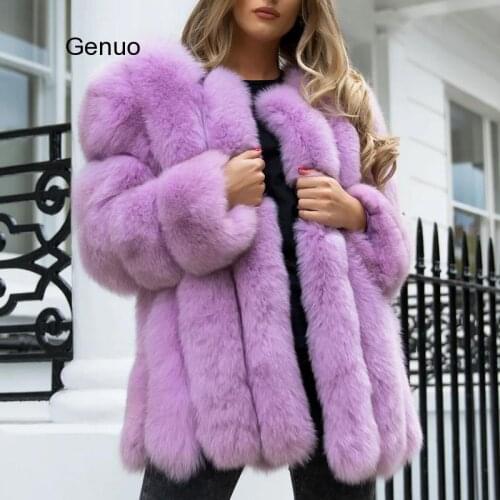 Women High Quality Fur Coat Clothes Faux Fox Fur Overcoat Plus Size Thicken Warm Long Coats Female New Autumn Winter Outwear
