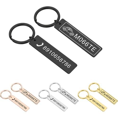 1PC Personalized Key Chain For Car Logo Plate Number Name Anti-lost Keychain For Women Men Keyholder Gift for Boyfriend Husband