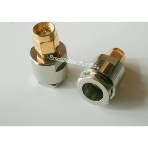 1Pcs SMA Male Plug Clamp Straight For RG5 LMR300 RG212 5D-FB Cable RF ConnectorBrass