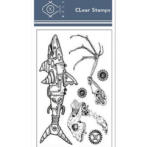 11x16cm Robotic fishTransparent Silicone Rubber Clear Stamps cartoon Scrapbooking/DIY Easter Childrens toys album