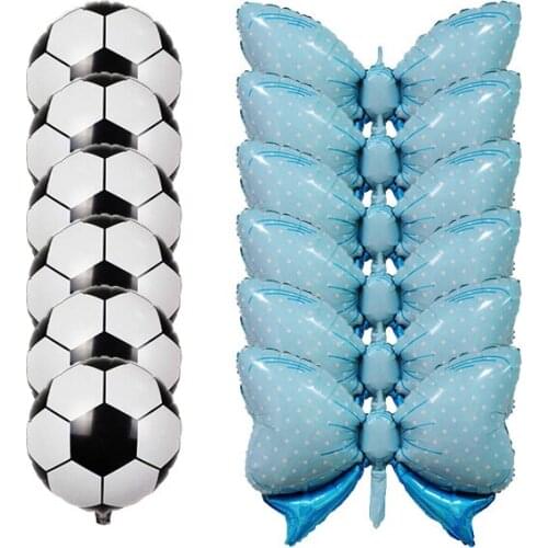 12 Pieces Gender Reveal Football Balloons Includes 6 Pink Bow Foil Balloons and 6 Soccer Foil Balloons Decoration Supplies