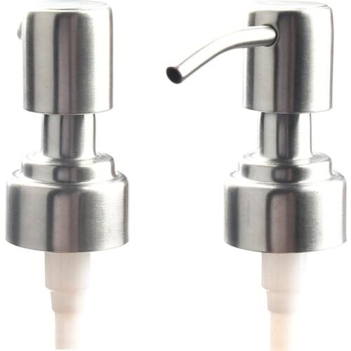 2 Pcs 304 Rust Proof Stainless Steel Soap Pump Replacement for Regular Mouth Bottle Soap Dispenser for Bathroom