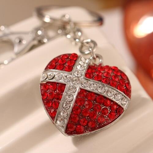 2021 spring fashion new cute metal cross love crystal gem rhinestone bag wallet key chain birthday party gift