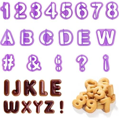 40Pcs Alphabet Letter Number Cookie Mold Set Plastic Fondant Biscuit Mould Cutter Baking Tool For Home Birthday Party Cake Decor