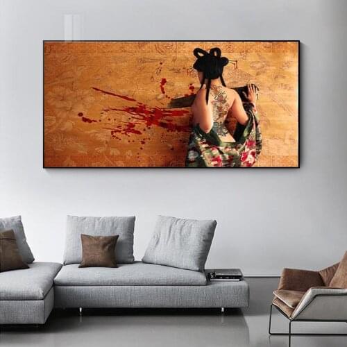 Abstract Sexy Tattooed Woman Canvas Painting Figure Posters and Prints Cuadros Wall Art Pictures for Living Room Home Decoration