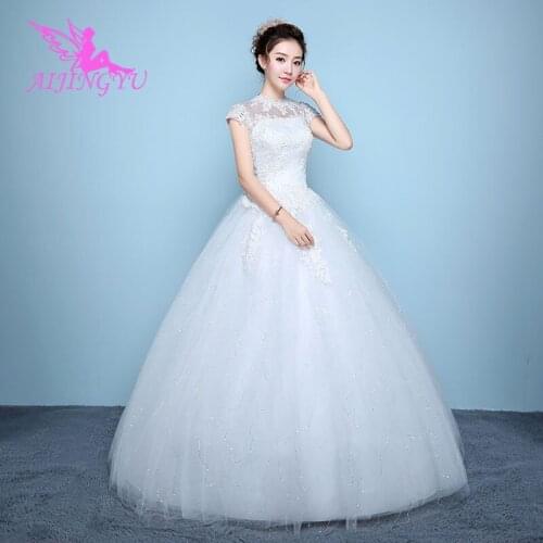 AIJINGYU 2021 flower Customized new hot selling cheap ball gown lace up back formal bride dresses wedding dress WK158