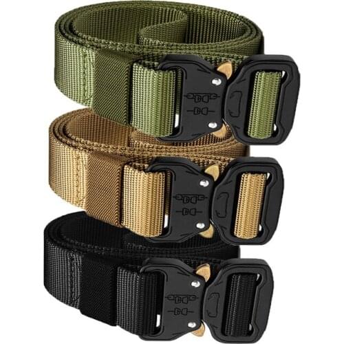 Army Tactical Belt Military Nylon Belt Men Wide Metal Buckle Cinturon Heavy Duty Waist Belt Hunting Training Outdoor Accessories