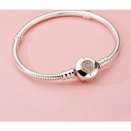 Authentic 925 Sterling Silver Pan Bracelet Classic Snake Bone Chain New Snowflake Basic Bracelet Fit Diy Charm Women Jewelry