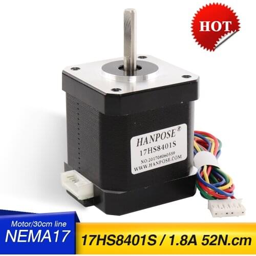 Free Shipping 1pcs Nema17 Stepper Motor 4-lead 48mm 78Oz-in 1.8A Nema 17 motor 42BYGH 17HS8401S black motor for CNC milling