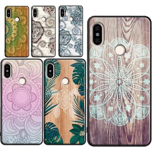 Mandala Wood Floral Case For Redmi Note 9 Pro 8 7 8T 9S 9A 9C For Mi Note 10 Lite 9T A3 For POCO X3 Coque