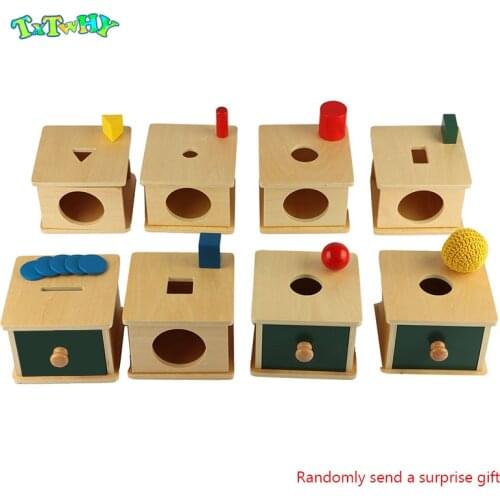 Infant & Todders Montessori Kids Toy Baby Wooden Coin Box 8 in 1 Wooden Learning Montessori Materials Preschool Wooden Toys