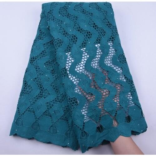 Guipure Cord Lace fabric African Water Soluble Cord Lace High Quality Nigeria Mesh Lace fabric with Stone for Dress Party