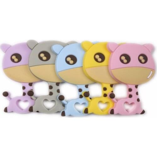 BPA Free Animal Giraffe Silicone Teethers 5Pcs 10Pcs Baby Teething Necklace Toy Food Grade Infant Chewable Toys Baby Teether