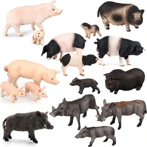 Simulation Farm World Miniature Wild Boar Pig Warthog Pigs Action toy figures Educational Figurine Playset for Kids
